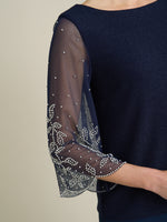 Tilly Embellished Sheer Sleeve Top