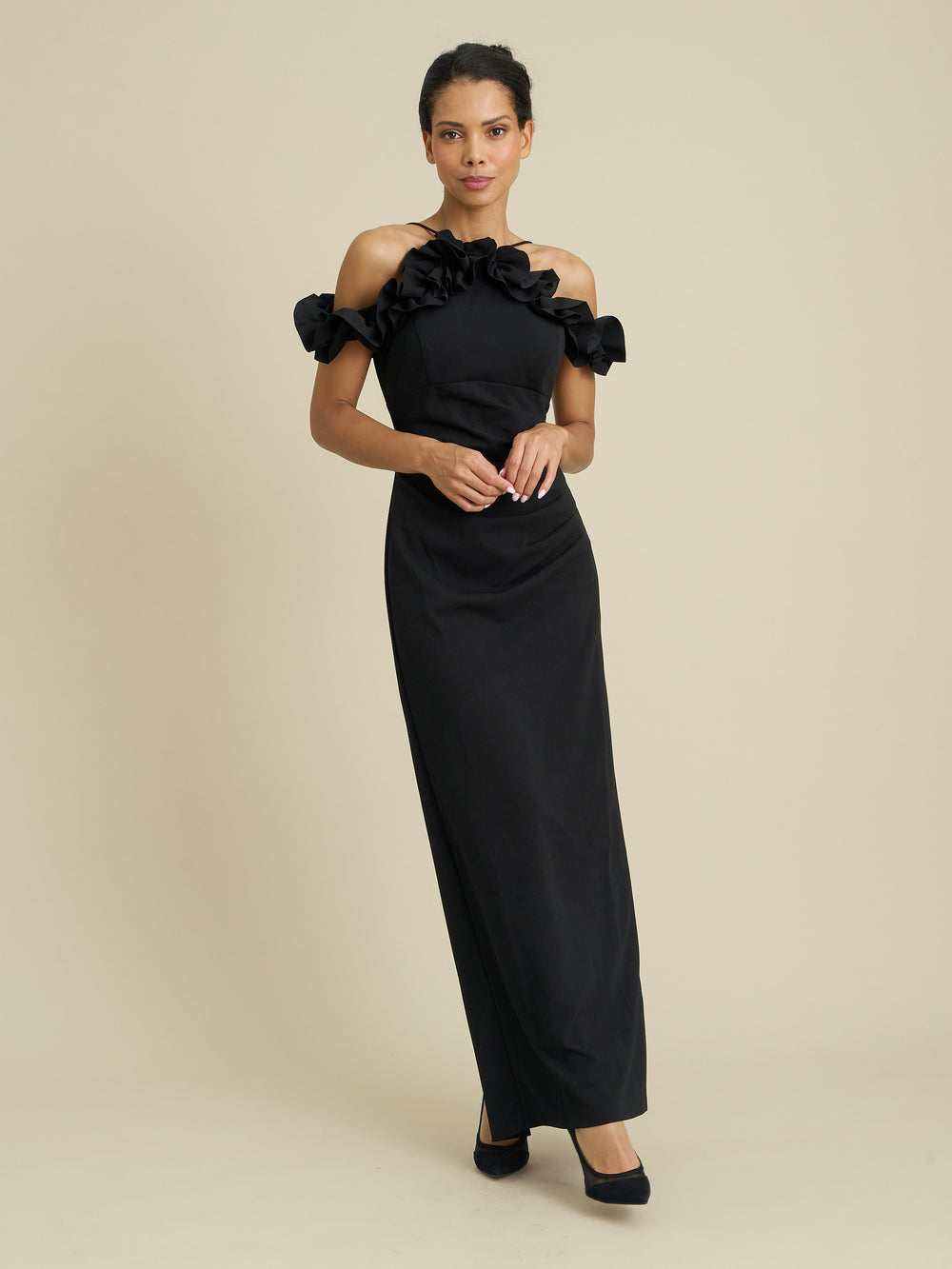 Toni Ruffle Off Shoulder Maxi Dress