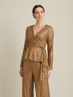 Pixie Sequin Blouse with Faux wrap Front