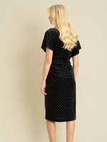 Iris Studded Draped Velvet Midi Dress
