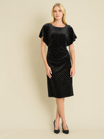 Iris Studded Draped Velvet Midi Dress