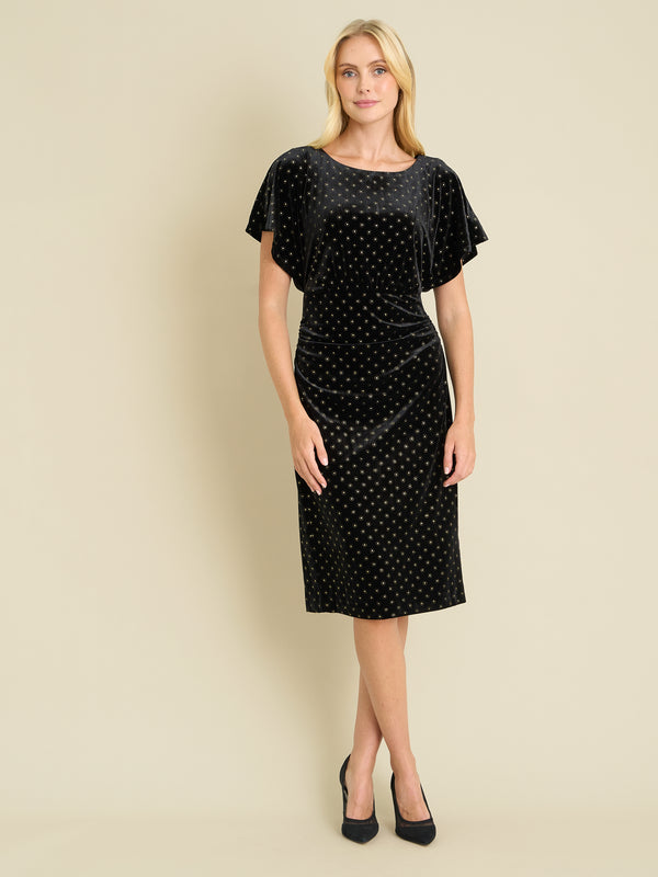 Iris Studded Draped Velvet Midi Dress