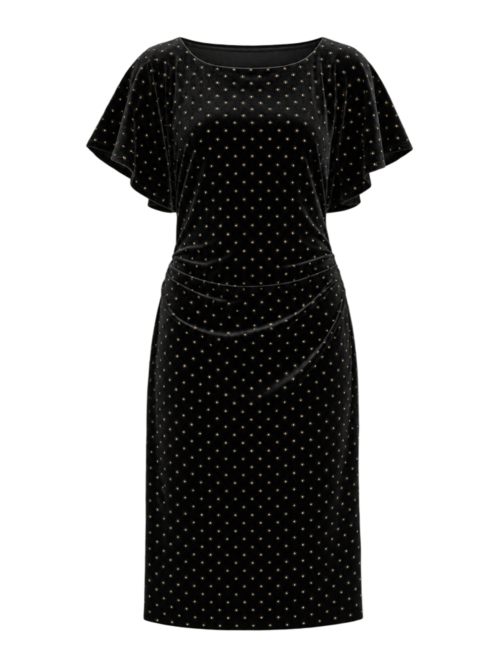 Iris Studded Draped Velvet Midi Dress