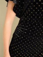 Iris Studded Draped Velvet Midi Dress