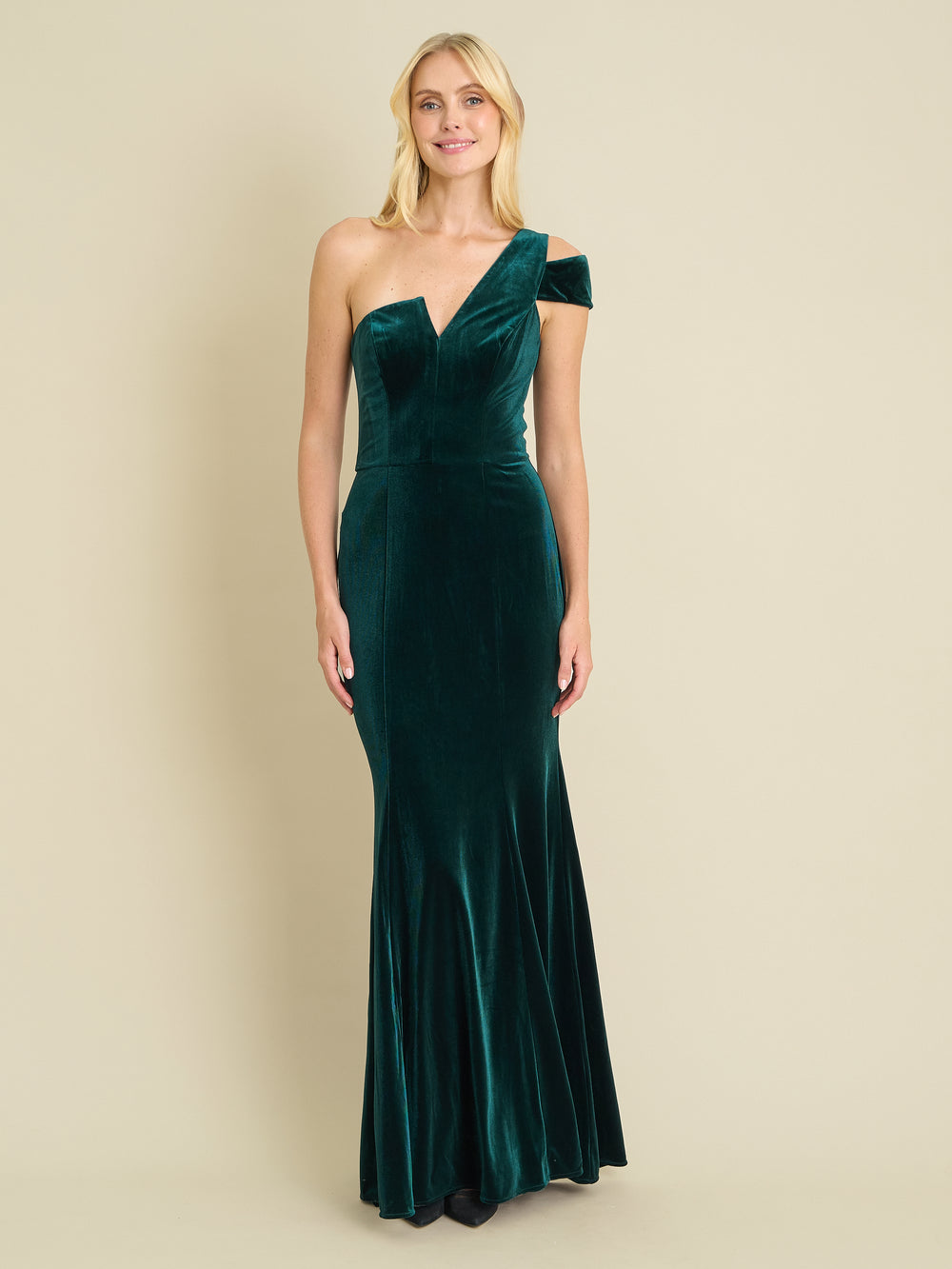 Ruthie Velvet One Shoulder Maxi Dress
