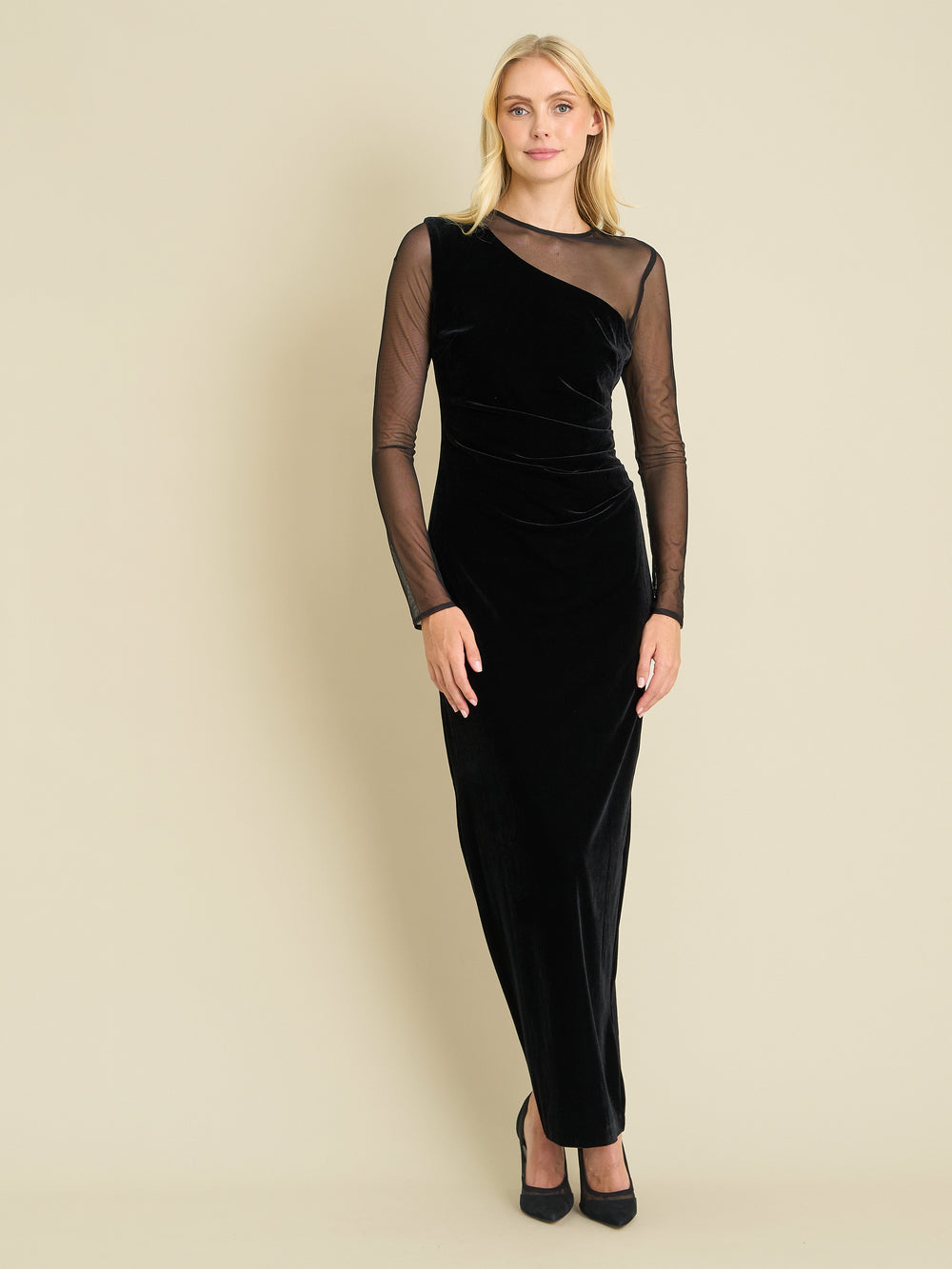 Rhonda Velvet Mesh Maxi Dress