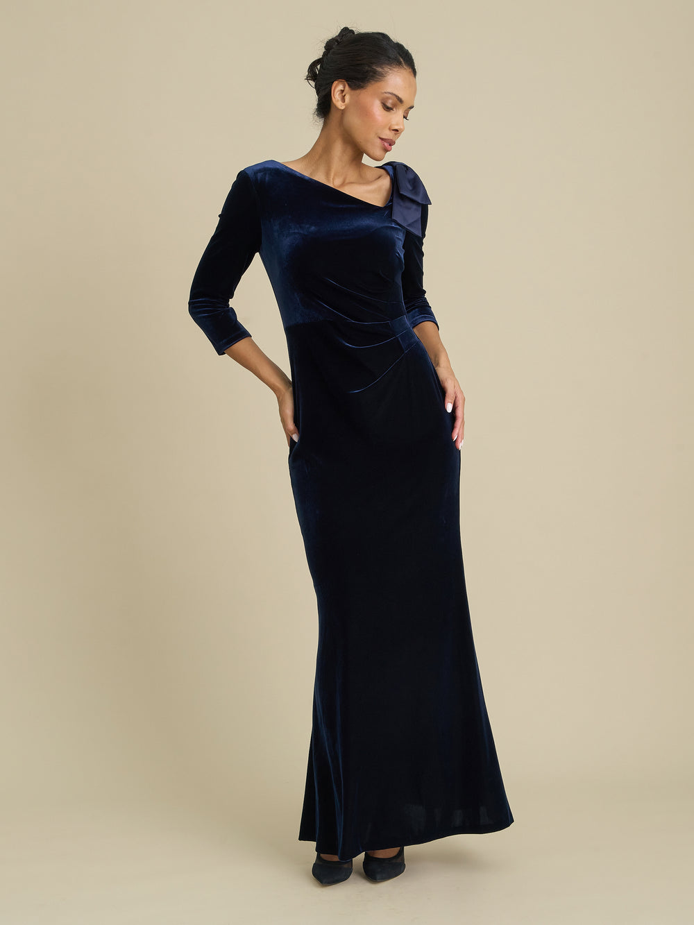 Trudie Velvet Ruched Maxi Dress