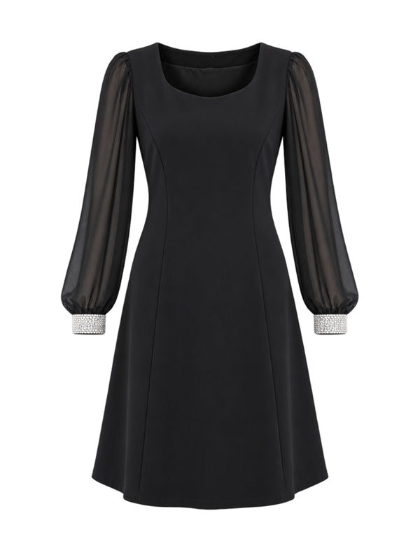 Trisha Dress With Sheer Baloon Sleeves