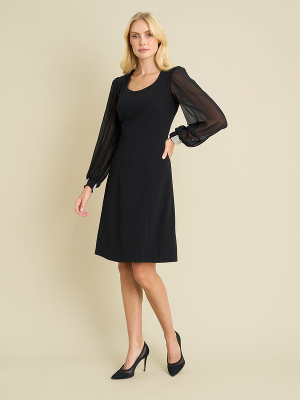 Trisha Dress With Sheer Baloon Sleeves