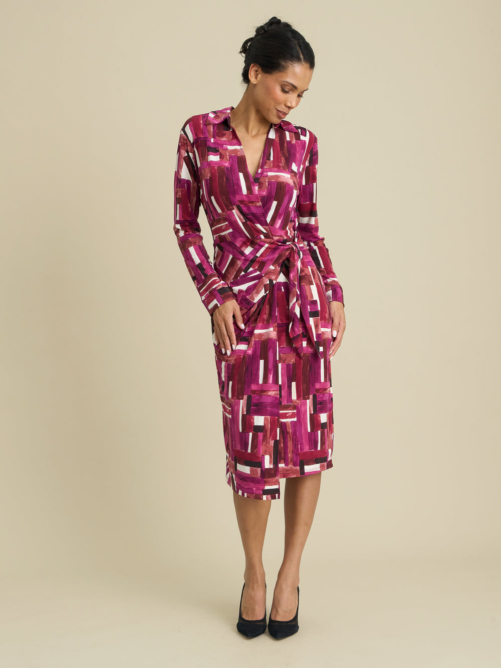 Abbey Wrap Side Tie Midi Dress