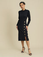 Albany Black Knit Midi Dress