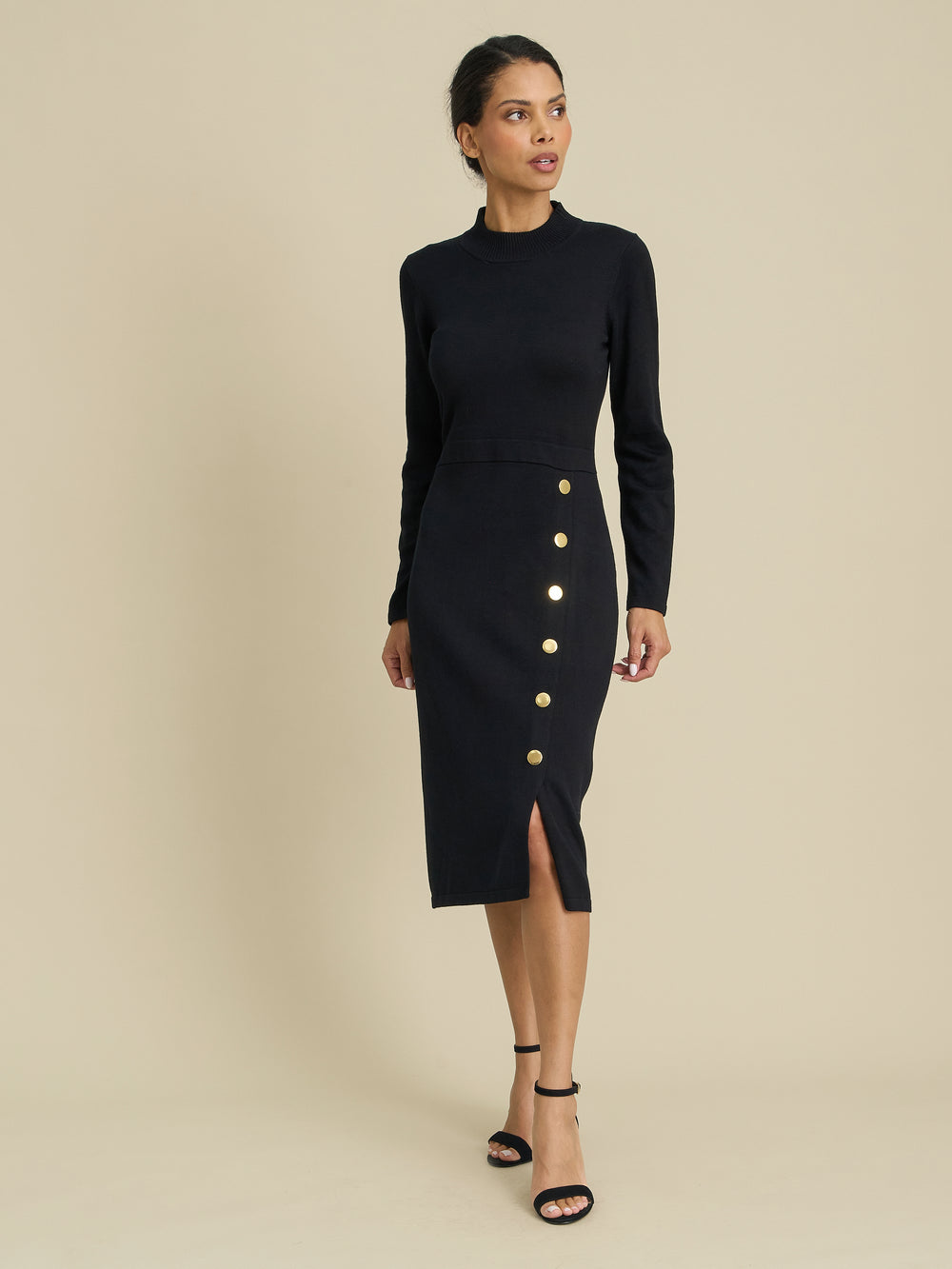 Albany Black Knit Midi Dress