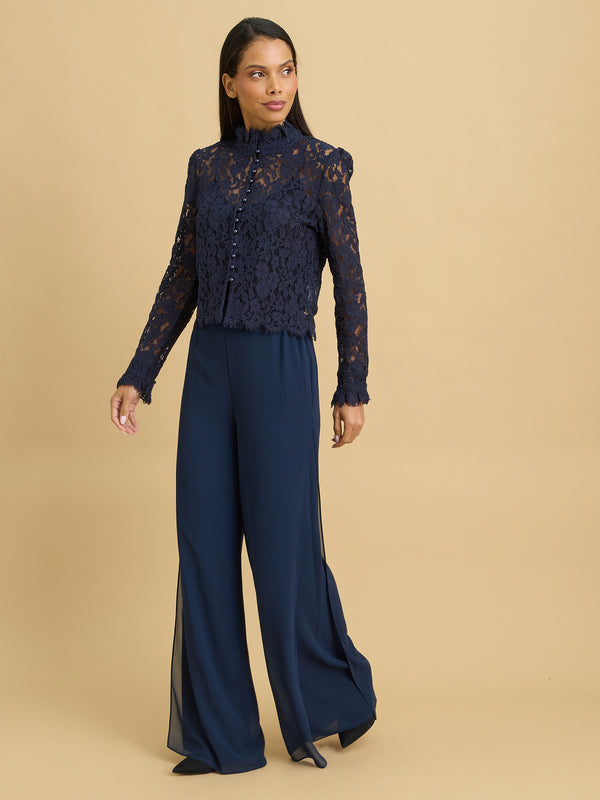 Chiffon Layered Trouser With Slits