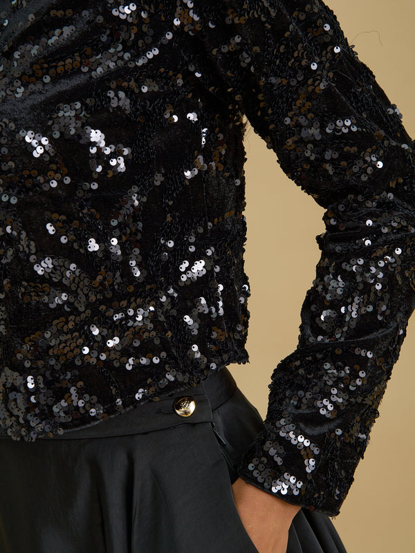Oda Sequin And Velvet Bolero Jacke