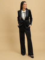 Amna Velvet Blazer With Satin Lapel