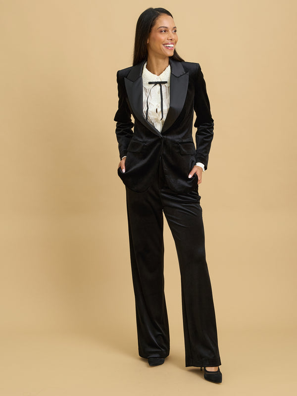 Amna Velvet Blazer With Satin Lapel