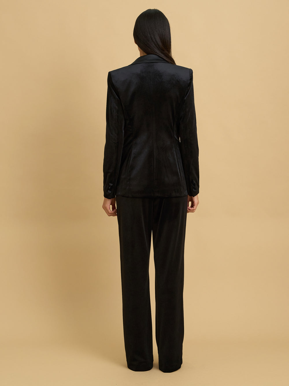 Amna Velvet Blazer With Satin Lapel