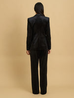 Amna Velvet Blazer With Satin Lapel