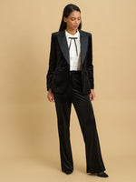 Amna Velvet Blazer With Satin Lapel