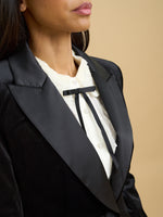 Amna Velvet Blazer With Satin Lapel