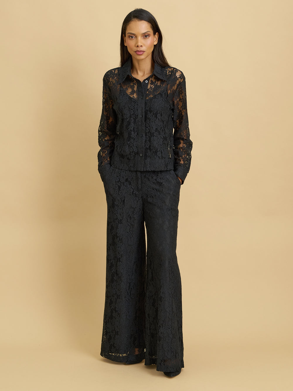 Reta Wide Leg Lace Trousers