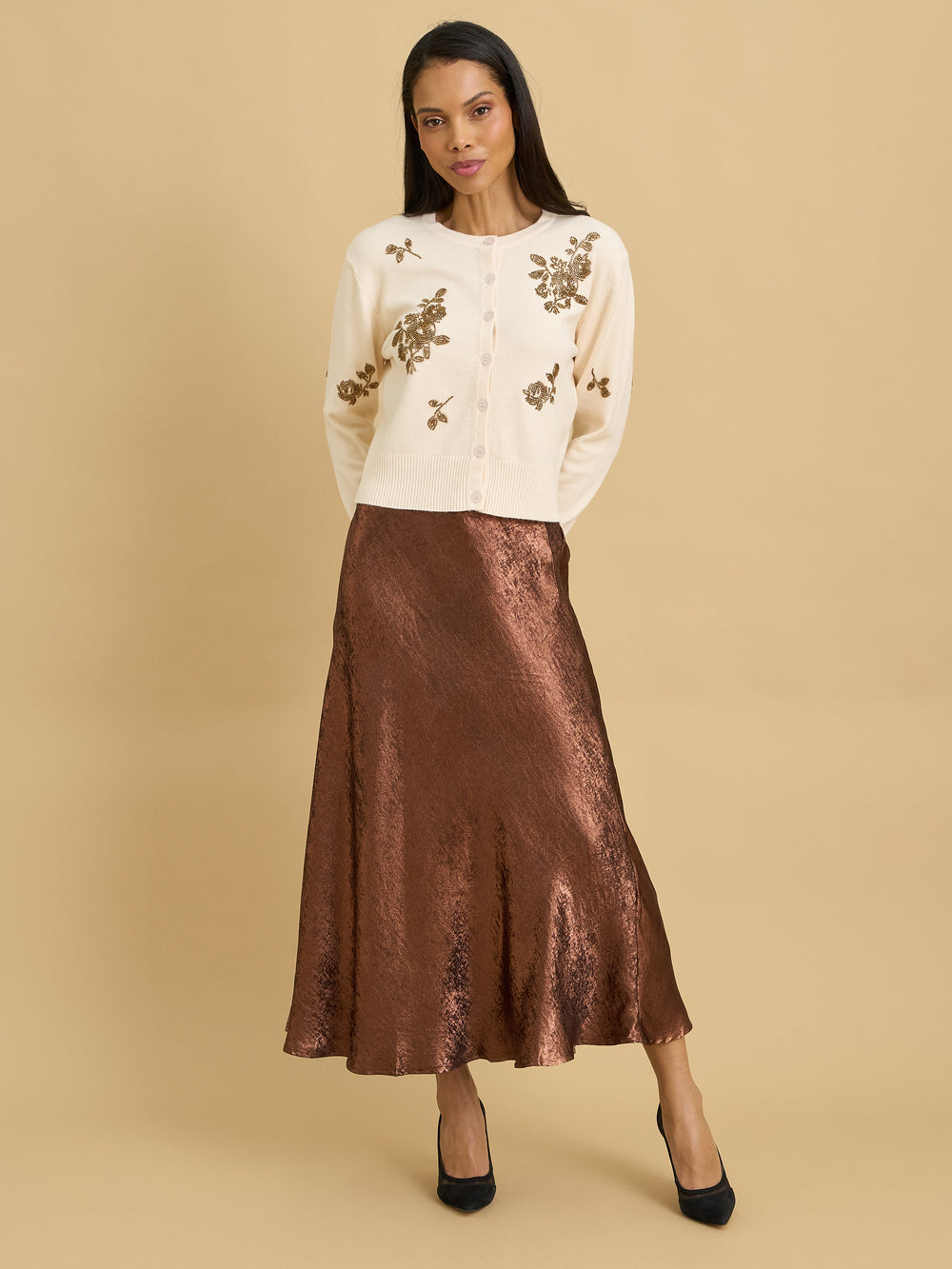 Willa Bashed Metallic Skirt