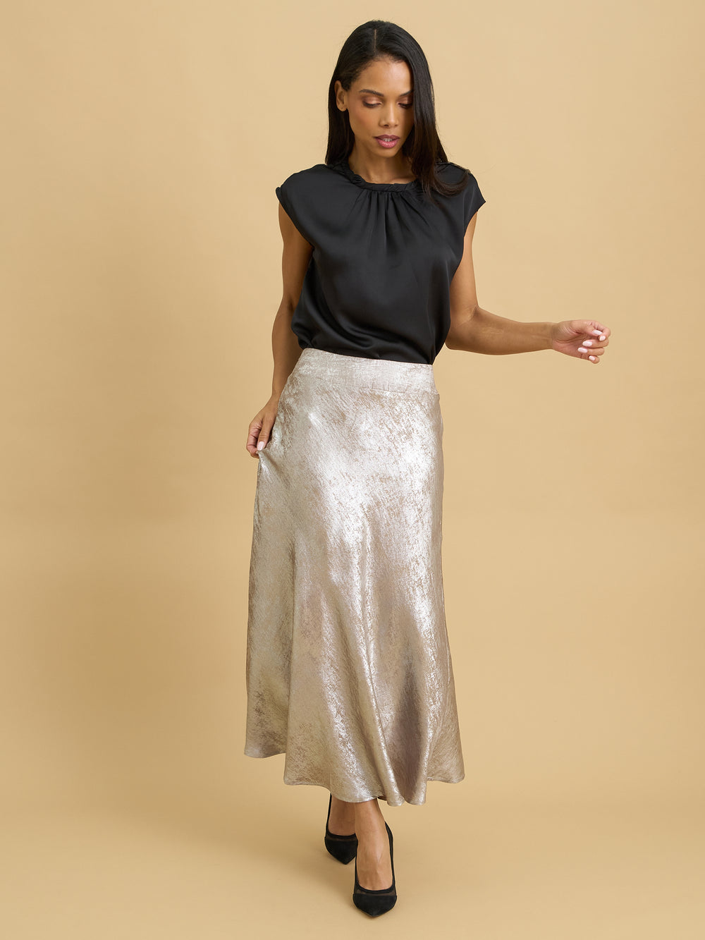 Willa Bashed Metallic Skirt