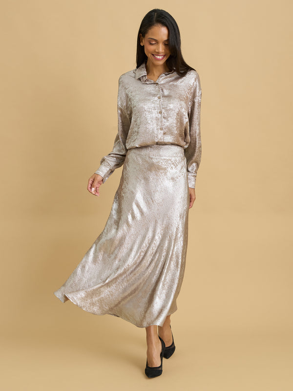 Willa Bashed Metallic Skirt