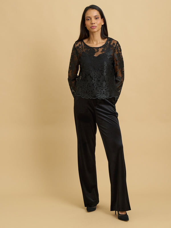 Rixa Long Sleeves Scallop Hem Top