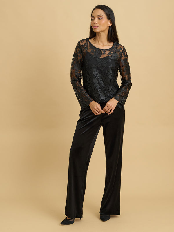 Rixa Long Sleeves Scallop Hem Top