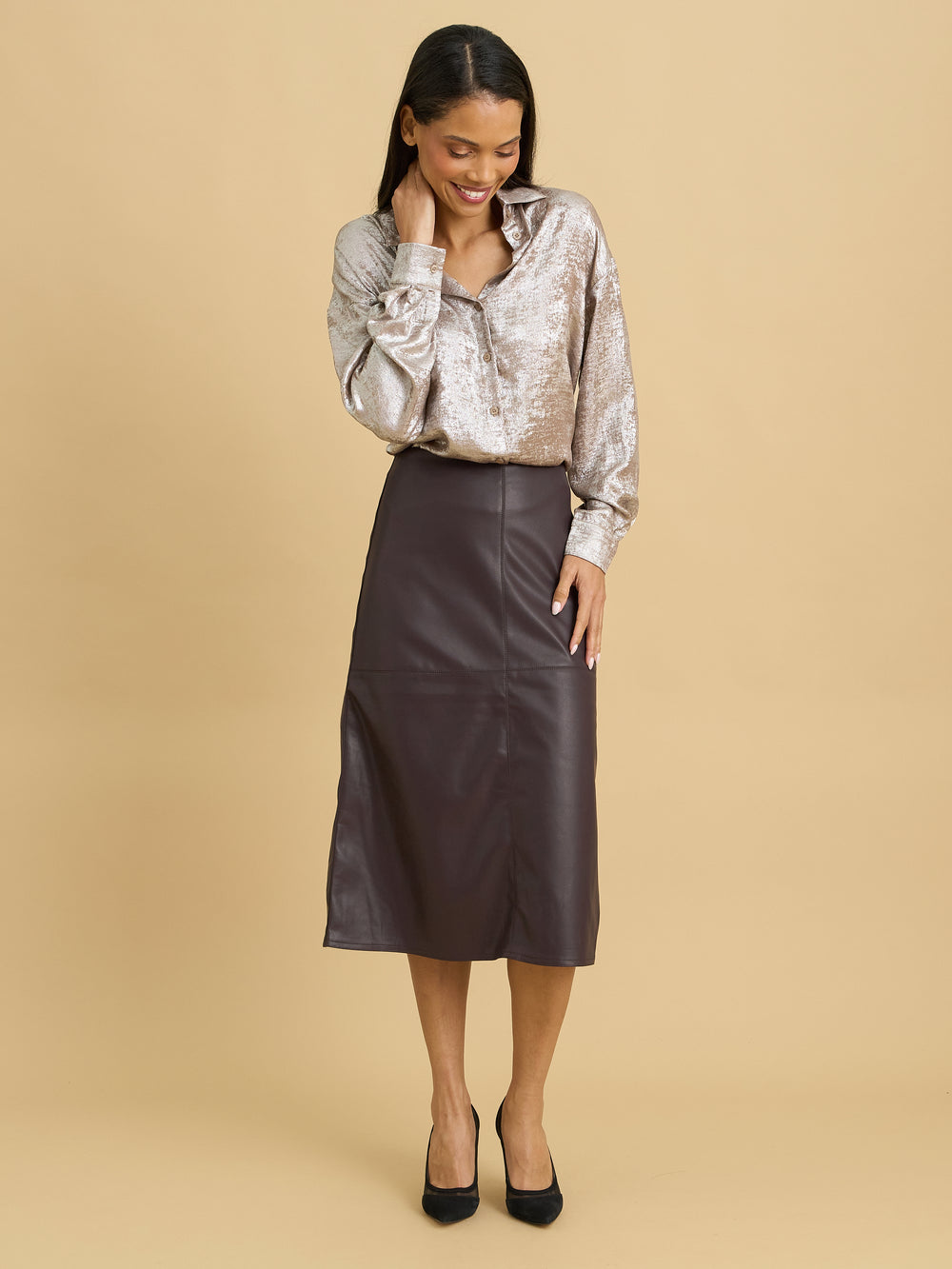 Thais Faux Leather Skirt