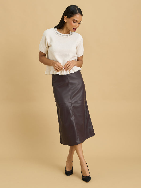 Thais Faux Leather Skirt