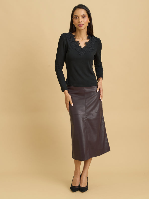 Thais Faux Leather Skirt