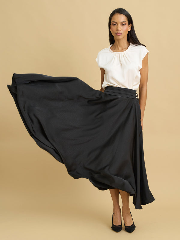 Ona Full Flowing Satin Skirt