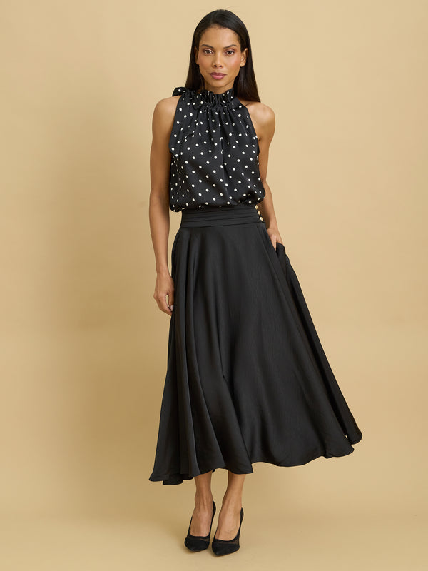 Ona Full Flowing Satin Skirt