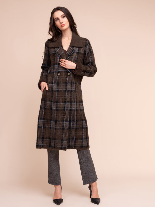 Alison Sheri Knit Checkered Coat 