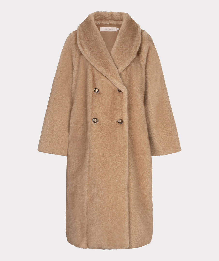 Esqualo Two Tone Faux Fur Coat