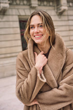 Esqualo Two Tone Faux Fur Coat