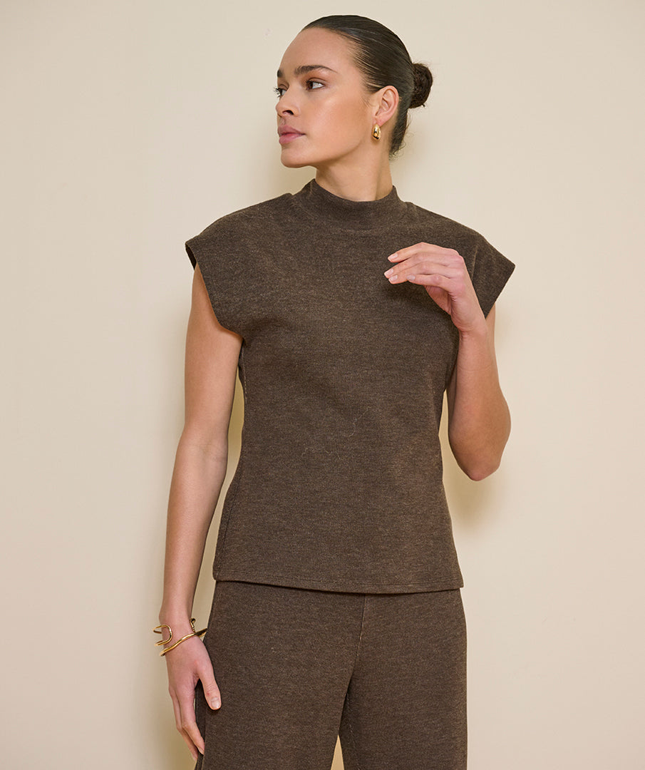 Esqualo Sleeveless Mock Neck Sweater