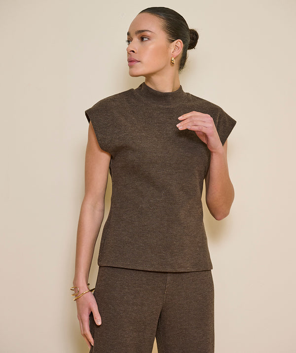 Esqualo Sleeveless Mock Neck Sweater