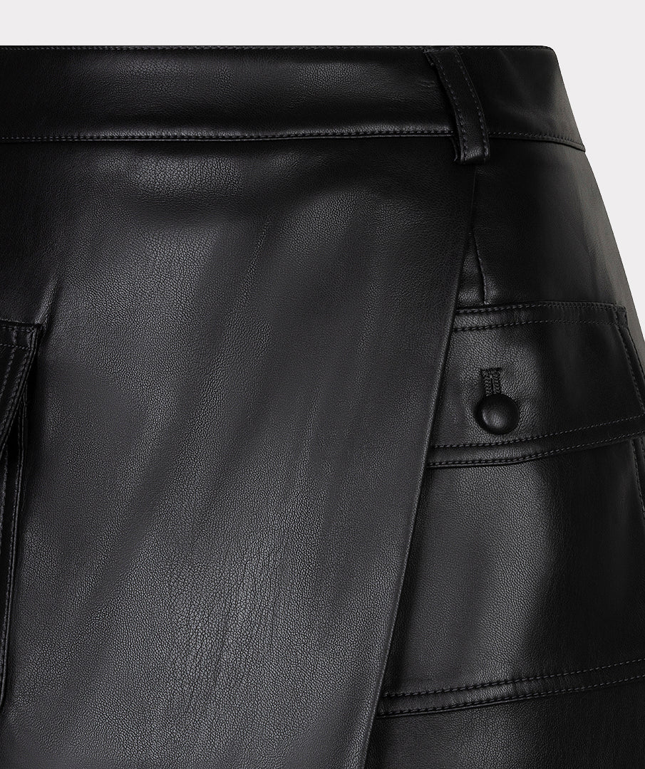 Esqualo Structured Pu Pockets Skirt