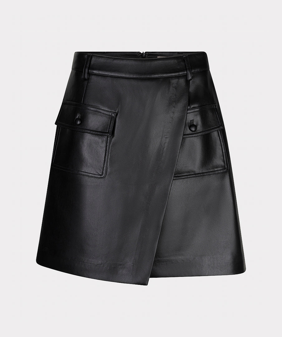 Esqualo Structured Pu Pockets Skirt