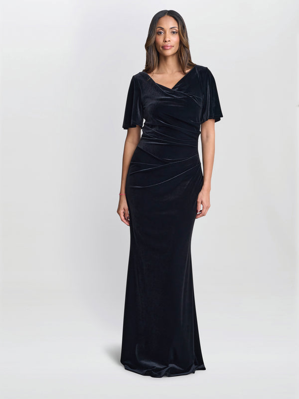 Minka Velvet Maxi Dress With Cowl Neck