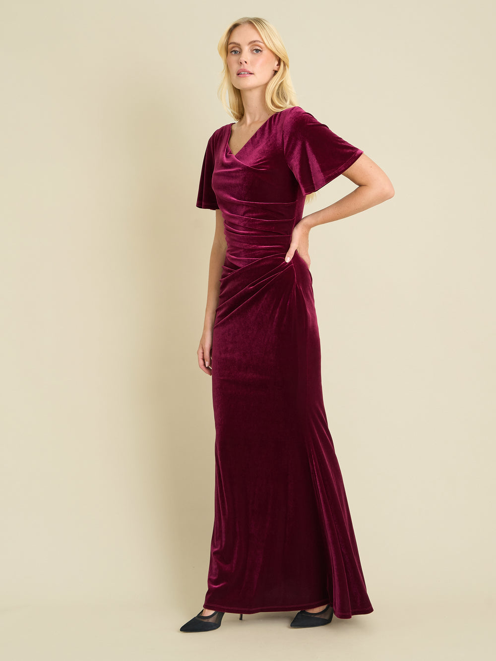 Minka Velvet Maxi Dress With Cowl Neck