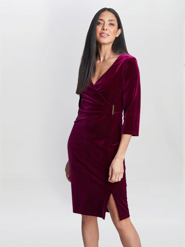 Rachael Velvet Dress With Gold Trim