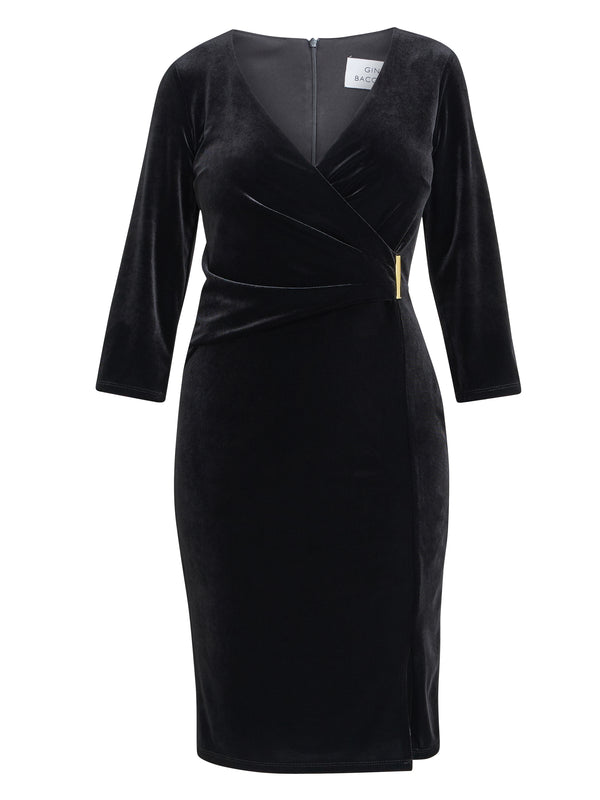 Rachael Velvet Dress With Gold Trim