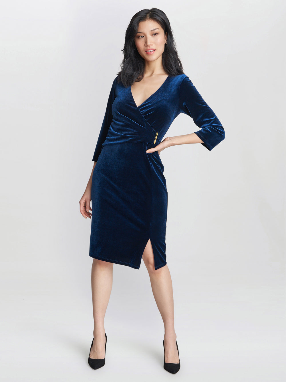 Rachael Velvet Dress With Gold Trim