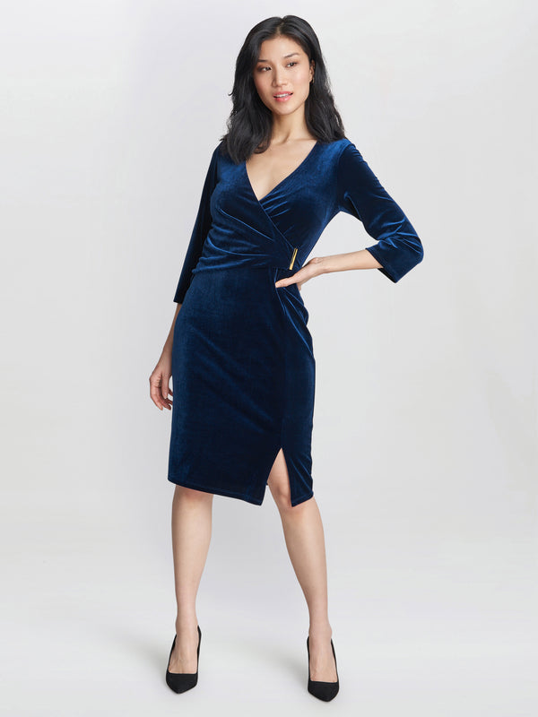 Rachael Velvet Dress With Gold Trim