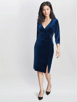 Rachael Velvet Dress With Gold Trim