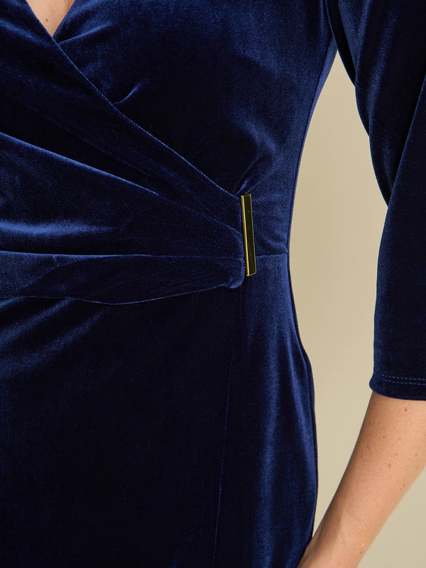 Rachael Velvet Dress With Gold Trim
